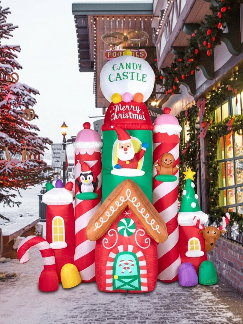 Christmas Inflatable Castle 10FT Outdoor Decor – Colorful LED Holiday Display - Picture 4 of 6